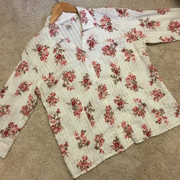 Northern Reflections White, Pink and Red Floral Cotton Button Down Dress… - Picture 10 of 16